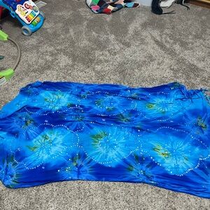 Blue Floral Lightweight Women's Scarf - Vibrant Blue Wrap